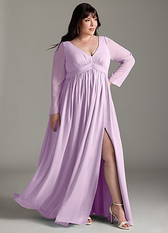 Azazie Teton Zwangerschaps Bruidsmeisjekleding A-Lijn Lange mouw Chiffon Vloerlengte Jurk image11
