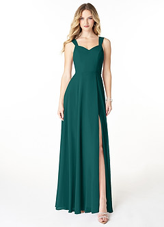 Azazie Julie Bridesmaid Dresses Peacock A-Line Sweetheart Neckline Chiffon Dress image1