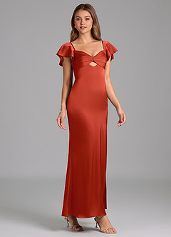 Azazie Demia 신부 들러리 드레스 쉬스 스윗하트 네크라인 스트레치 새틴 발목 길이 드레스 image4