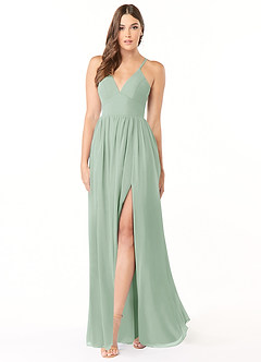 Azazie Aaida Bridesmaid Dresses Agave A-Line Corset Chiffon Dress image1