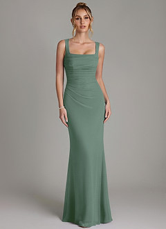 Azazie Agustina Brautjungfernkleider Meerjungfrau-Linie Korsett Chiffon Kleid Eukalyptus image5