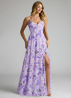 Azazie Alia Bridesmaid Dresses Lilac Bloom A-Line Pleated Chiffon Dress image2