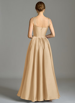 Azazie Verina Bridesmaid Dresses Gold A-Line Pleated Stretch Satin Dress image6