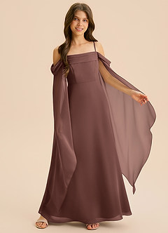 Azazie Moana Junior Linia A Pofałdowany Szyfon Długość podłogi Młodsza druhna Sukienka image6