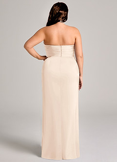 Azazie Jemma Bridesmaid Dresses White Alabaster Sheath Pleated Stretch Satin Dress image13