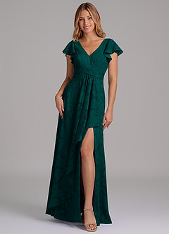 Azazie Omari Jurken voor bruidsmeisjes Jurk van Bloemen Burn-out met A-Lijn Geplooid Pijnboom image5