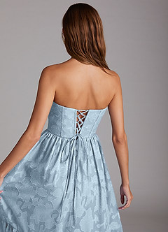 Azazie Delphina Bridesmaid Dresses Sky Blue A-Line Strapless Floral Burnout Convertible Dress image6