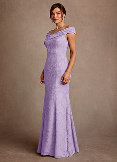 Azazie Aberdeen 신부의 어머니 드레스 쉬스 주름진 플로럴 번아웃 플로어 길이 드레스 image4