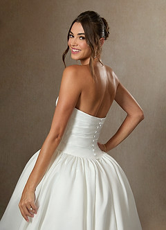 Azazie Lucinda Abiti da Sposa Abito Principessa in Raso Opaco Senza Cinturino Bianco Diamante image8