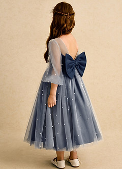 Azazie Trudy Flower Girl Dresses Dark Navy Ball-Gown Sweetheart Neckline Tulle Dress image7