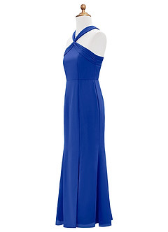 Azazie Rue Junior Robe Sirène en Mousseline de soie Fente Latérale Bleu Roi image8
