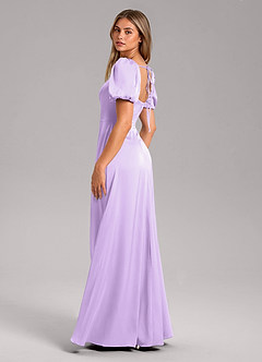 Azazie Fyona Bridesmaid Dresses Lilac A-Line Pleated Stretch Satin Dress image5