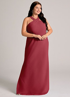 Azazie Doretta Bridesmaid Dresses Pomegranate Mermaid Pleated Chiffon Dress image10