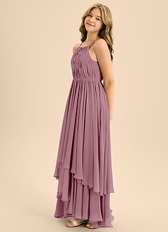 Azazie Elliora Junior Robe Trapèze en Mousseline de soie Plissée Mauve Vintage image6