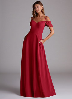 Azazie Marley Bridesmaid Dresses Scarlet A-Line Off the Shoulder Chiffon Convertible Dress image1