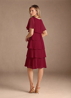 Azazie Rita Mother of the Bride Dresses Burgundy A-Line Scoop Beaded Chiffon Dress image2