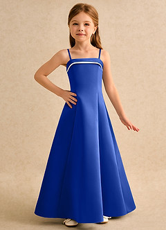 Azazie Izel Girls Formal Flower Girl Klänningar Klä A-Line i Matt satäng Plisserad image5