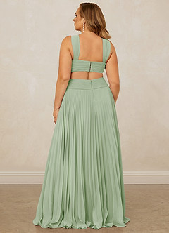 Christian Siriano Bridal for Azazie 1009 Robes de demoiselle d'honneur Robe Trapèze en Mousseline de soie Plissée Vert Sauge image15