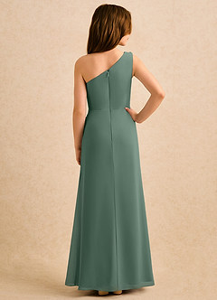 Azazie Sophie Girls Formal Robe Demoiselle D'honneur Fillette Robe Fourreau en Mousseline de soie Une épaule Eucalyptus image3
