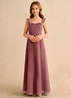 Azazie Chip Girls Formal Flower Girl Dresses Amethyst A-Line Sleeveless Chiffon Dress image4