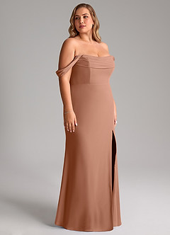 Azazie Saige Bridesmaid Dresses Bronzer A-Line Off the Shoulder Chiffon Convertible Dress image12