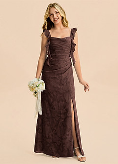 Azazie Jessamine Junior Vestido Ganache de Devorado Floral de Corte Sirena con Escote corazón image1