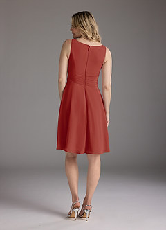 Azazie Shirley Mère de la mariée Robes Robe Trapèze en Mousseline de soie Plissé Scoop Terracotta image6