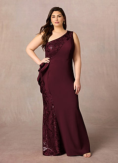 Azazie Aria Mother of the Bride Dresses Cabernet Mermaid Sequins Lace Dress image7