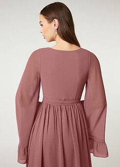 Azazie Tiphanie Bridesmaid Dresses Desert Rose A-Line V-Neck Ruched Chiffon Dress image7