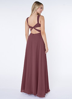 Azazie Nahrin Bridesmaid Dresses Sangria A-Line V-Neck Pleated Chiffon Dress image4