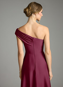 Azazie Melanie Jurken voor bruidsmeisjes Jurk van Stretch Satijn met A-Lijn Off the Shoulder Moerbei image2