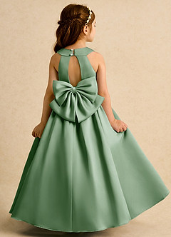 Azazie Daisies Flower Girl Dresses Matcha Ball-Gown Bow Matte Satin Dress image7