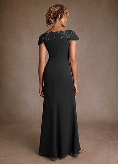 Azazie Betania vestidos de madre de la novia Vestido de Negro de Gasa de Corte Sirena con Lentejuela image2