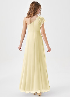 Azazie Arabella Junior Lemon Sorbet A-Line Ruched Chiffon Dress image6