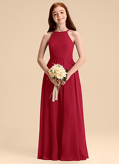 Azazie Arianthe Junior Scarlet A-Line Pleated Chiffon Dress image2