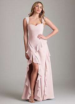 Azazie Sloane Bridesmaid Dresses Blushing Pink A-Line Sweetheart Neckline Chiffon Dress image3