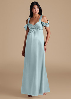 Azazie Rhea Abiti da damigella d'onore premaman Abito A-Line Plissettato Raso Metallizzato Floor-Length image2