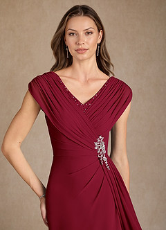Azazie Bronson Mother of the Bride Dresses Burgundy A-Line Pleated Chiffon Dress image5