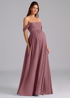 Azazie Saige Maternity Bridesmaid Dresses A-Line Pleated Chiffon Floor-Length Dress image1