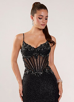 Christinmar Black Rhinestone Stretch Satin Prom Dress image4