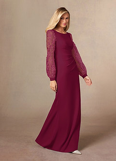 Azazie Susanne Mother of the Bride Dresses Burgundy Mulberry Sheath Lace Dress image2