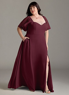 Azazie Chloe Bridesmaid Dresses Cabernet A-Line Sweetheart Neckline Chiffon Dress image10