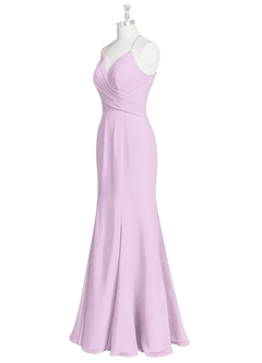 Azazie Carolina Bridesmaid Dresses Frosted Lilac Mermaid Ruched Chiffon Dress image8