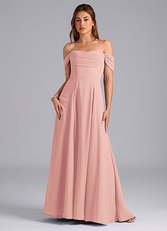 Azazie Almina Bridesmaid Dresses Rosette A-Line Off the Shoulder Chiffon Convertible Dress image3