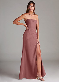 Azazie Leonis Bridesmaid Dresses Desert Rose Sheath Strapless Chiffon Convertible Dress image8