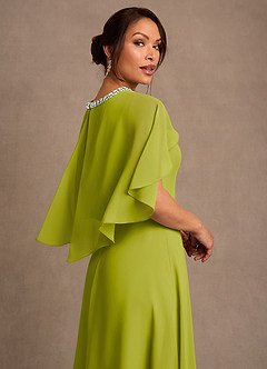 Azazie Winnifred 신부의 어머니 드레스 A라인 구슬 쉬폰 플로어 길이 드레스 image5