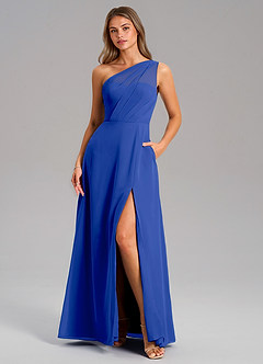 Azazie Phaedra Brautjungfernkleider A-Linie One-Shoulder Chiffon Kleid Königsblau image3