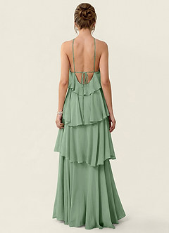 Nevieve Matcha Abito da vacanza in chiffon con volant e rivestimento in raso image2
