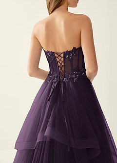 Anais Dark Purple Corset Lace Up Back Lace Ruffled Prom Dress image7