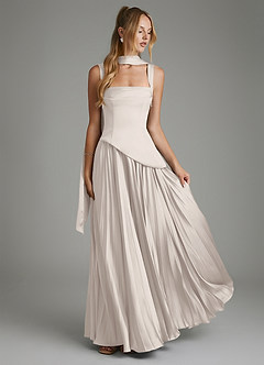 Azazie Stephanie Bridesmaid Dresses White Alabaster A-Line Corset Stretch Satin Dress image7